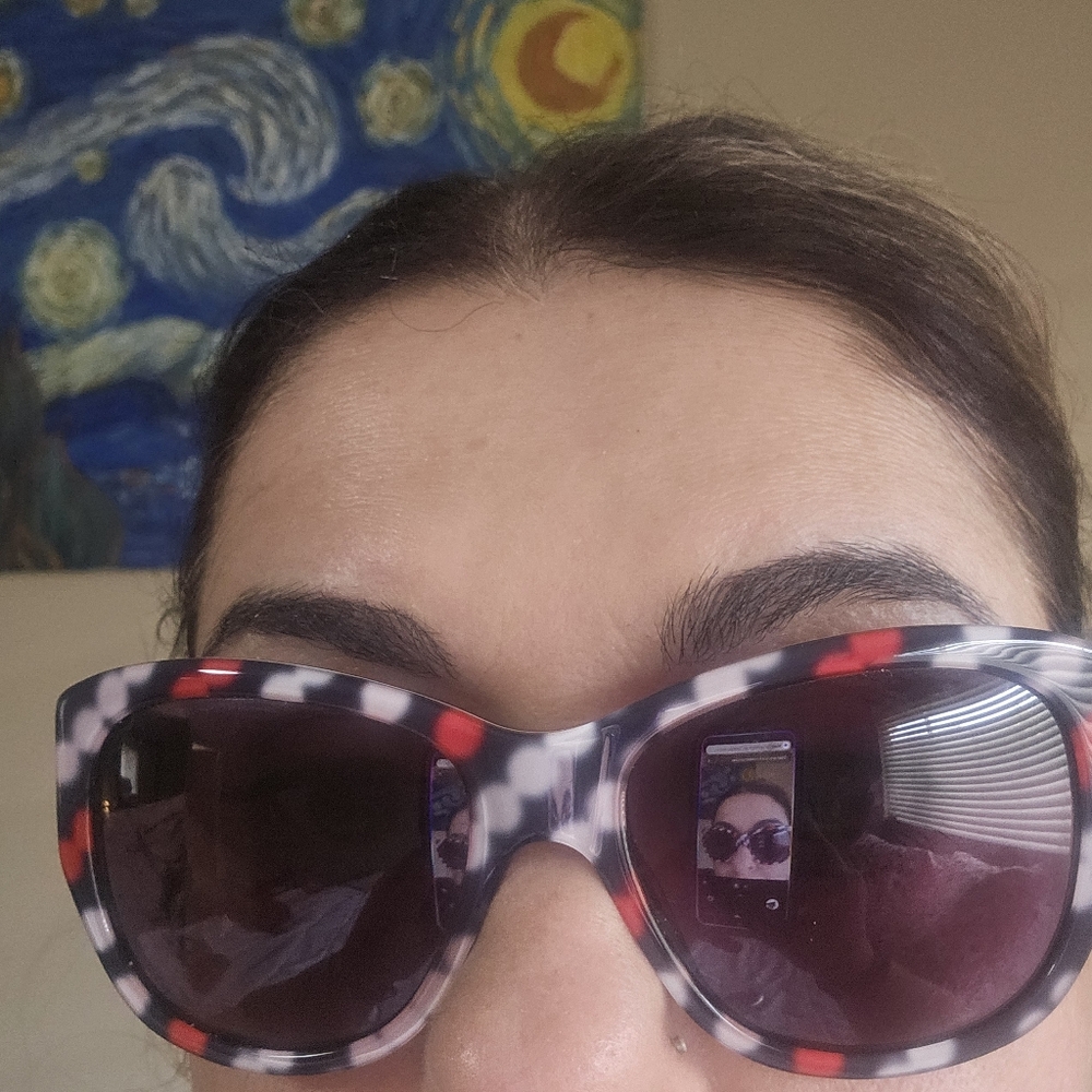 Kate Spade KIA/S Cat Eye Sunglasses - Red Black White Diagonal Dots - EUC - Picture 9 of 9